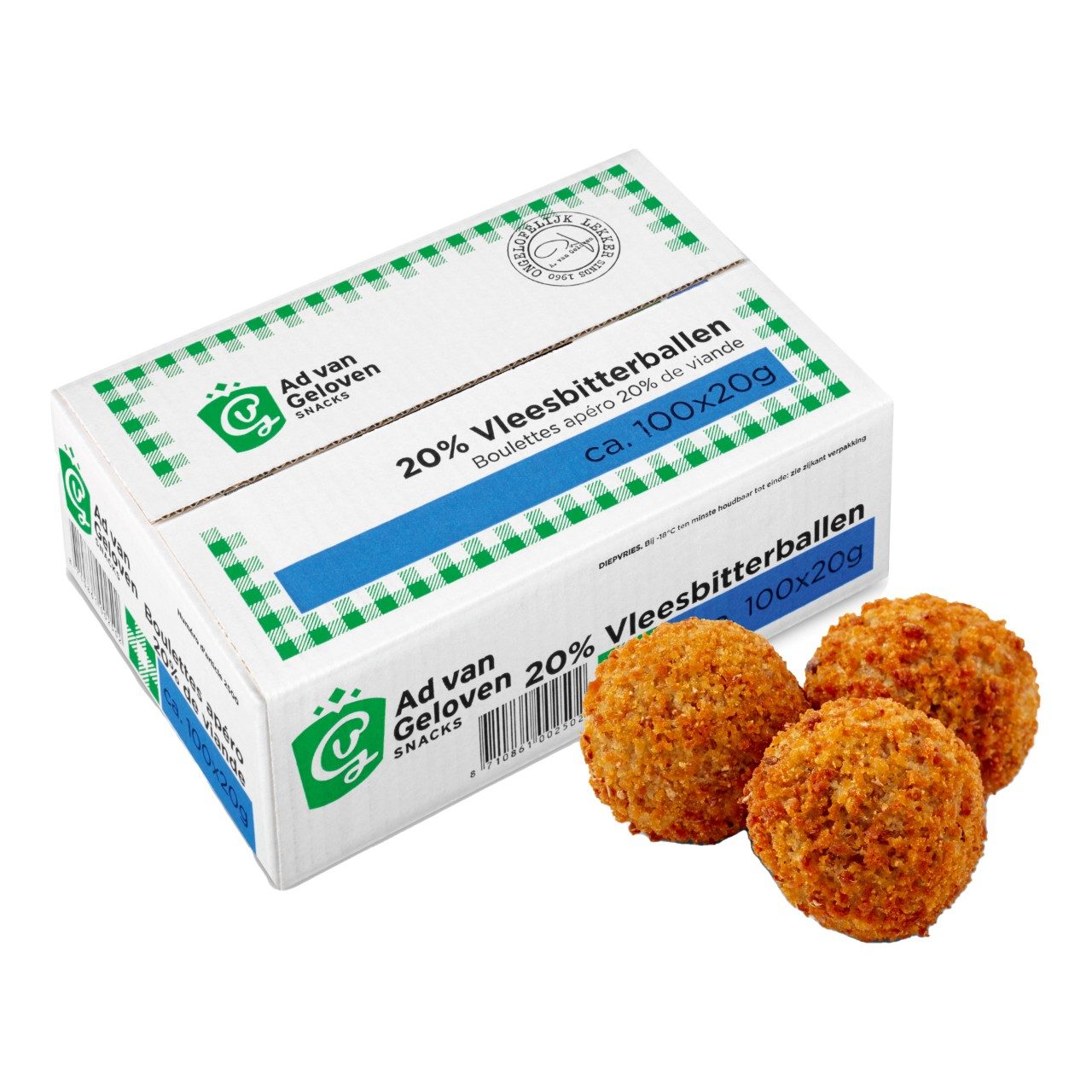 Ad van Geloven - Vleesbitterballen 20% vlees - 100 pieces à 20 grams