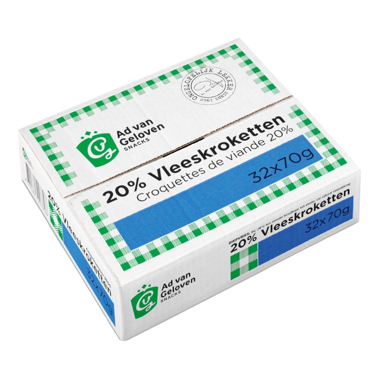 Ad van Geloven - Vleeskroketten 20% vlees - 32 pieces à 70 gram