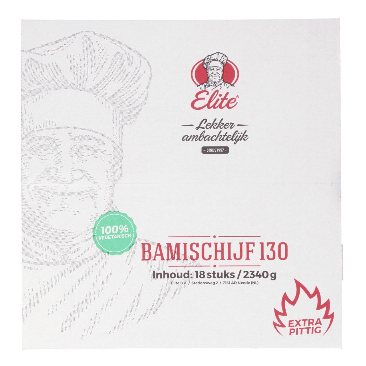 Elite - Bamischijf extra pittig (vegetarian) - 18 pieces à 130 grams