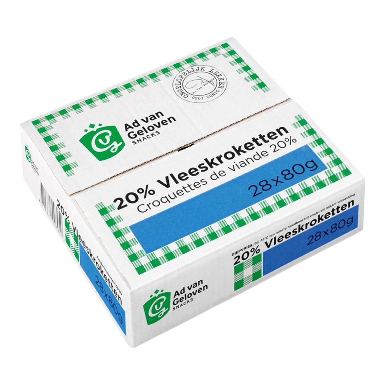 Ad van Geloven - Vleeskroketten 20% vlees - 28 pieces à 80 gram