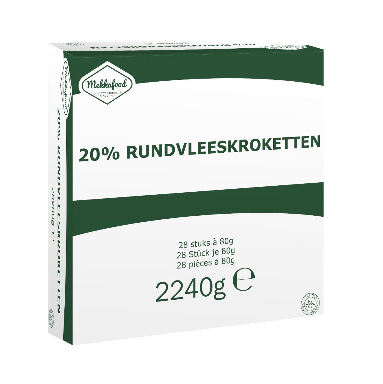 Mekkafood - Rundvleeskroketten 20% vlees (Halal) - 28 pieces à 80 grams